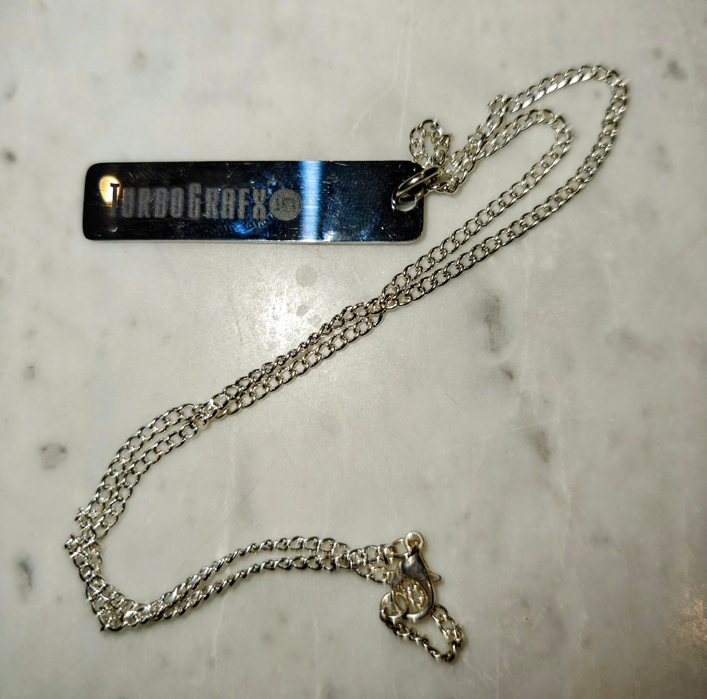 Custom TurboGrafx 16 Silver necklace